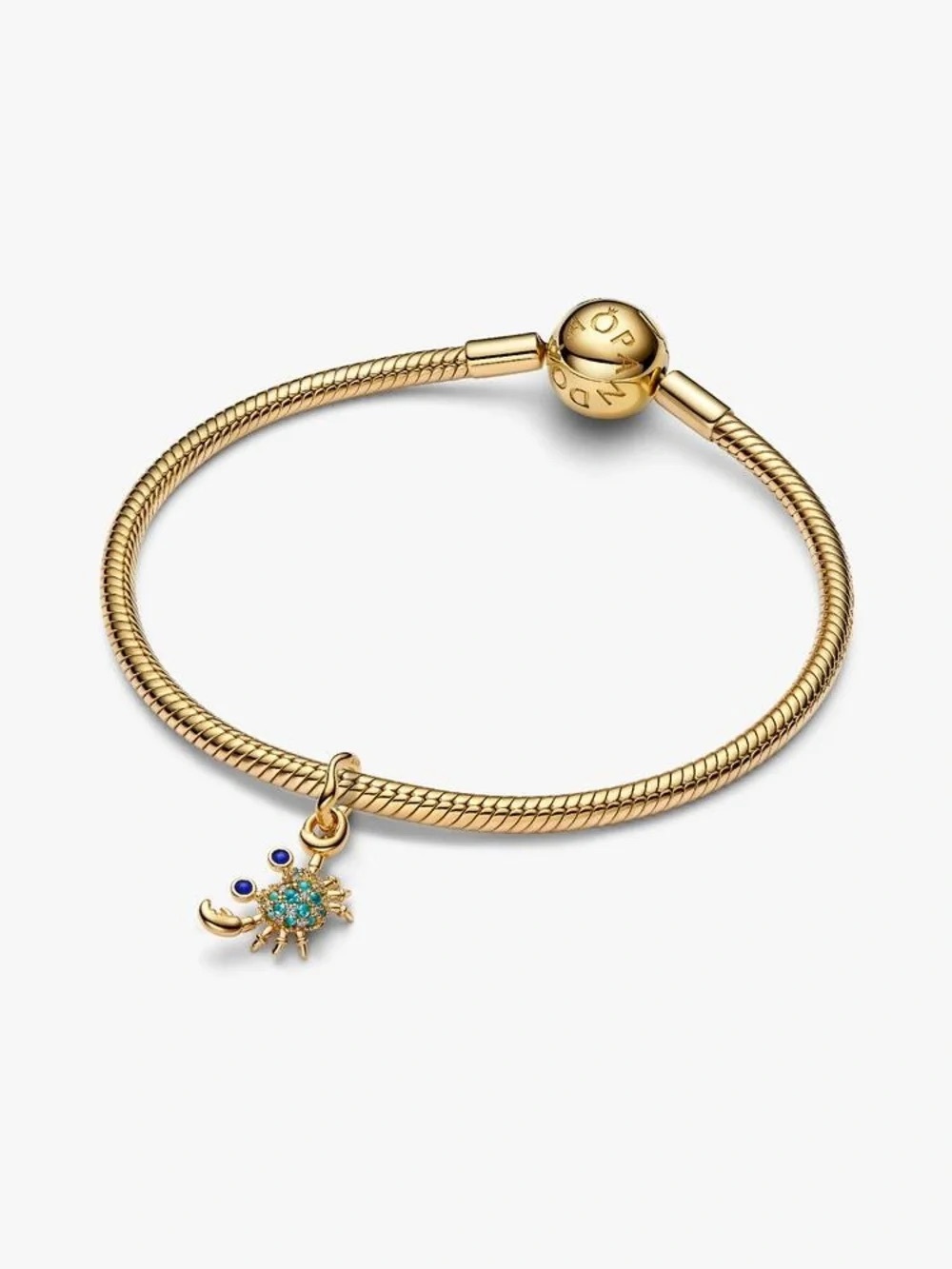 Pandora Gold Bracelet with Blue and Teal Crab Charm